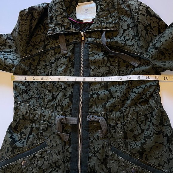 Hei Hei Anthroplogie Velvet Burnette Anorak Utility Jacket Full Zip Olive Green - Picture 11 of 15